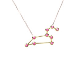 Pembe kuvars 14 ayar altın kolye (40 cm rose altın rolo zincir)