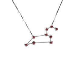 Leo Kolye - Kök yakut 18 ayar beyaz altın kolye (40 cm gümüş rolo zincir) #1oms1ox