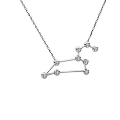 Leo Kolye - Swarovski 8 ayar beyaz altın kolye (40 cm gümüş rolo zincir) #1p9urm5