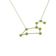 Leo Kolye - Peridot 925 ayar altın kaplama gümüş kolye (40 cm gümüş rolo zincir) #1uyj7b5