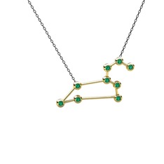Leo Kolye - Yeşil kuvars 14 ayar altın kolye (40 cm gümüş rolo zincir) #1wxgsuy