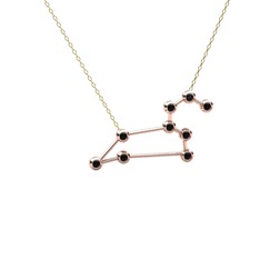 Leo Kolye - Siyah zirkon 8 ayar rose altın kolye (40 cm altın rolo zincir) #1x6i7pz