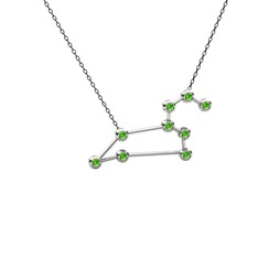Leo Kolye - Peridot 8 ayar beyaz altın kolye (40 cm gümüş rolo zincir) #2k2jhw