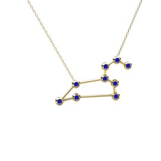 Leo Kolye - Lab safir 925 ayar altın kaplama gümüş kolye (40 cm gümüş rolo zincir) #66tys6