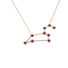 Leo Kolye - Garnet 14 ayar rose altın kolye (40 cm altın rolo zincir) #6dytu4