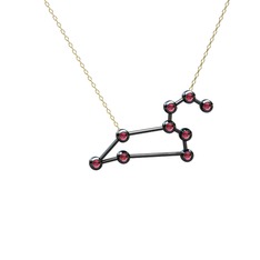 Rodolit garnet 925 ayar siyah rodyum kaplama gümüş kolye (40 cm altın rolo zincir)