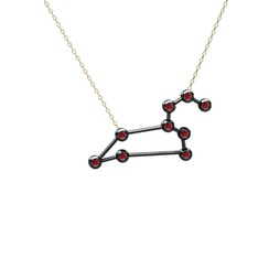 Leo Kolye - Garnet 925 ayar siyah rodyum kaplama gümüş kolye (40 cm altın rolo zincir) #br64uh