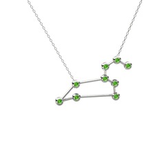 Leo Kolye - Peridot 8 ayar beyaz altın kolye (40 cm beyaz altın rolo zincir) #fdvely