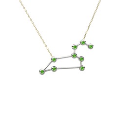 Peridot 18 ayar beyaz altın kolye (40 cm altın rolo zincir)