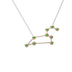 Peridot 14 ayar rose altın kolye (40 cm rose altın rolo zincir)