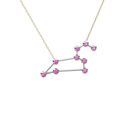 Pembe kuvars 925 ayar gümüş kolye (40 cm altın rolo zincir)