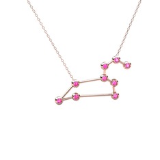 Pembe kuvars 8 ayar rose altın kolye (40 cm rose altın rolo zincir)