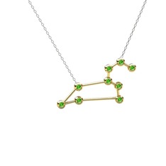 Leo Kolye - Peridot 18 ayar altın kolye (40 cm gümüş rolo zincir) #pgklaq