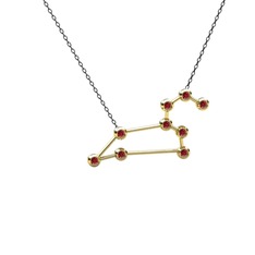 Leo Kolye - Garnet 18 ayar altın kolye (40 cm gümüş rolo zincir) #rhrec2