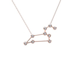 Leo Kolye - Swarovski 14 ayar rose altın kolye (40 cm rose altın rolo zincir) #utcs6q