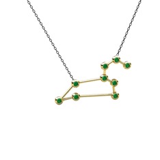 Kök zümrüt 925 ayar altın kaplama gümüş kolye (40 cm gümüş rolo zincir)