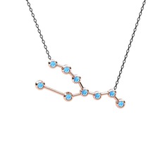 Akuamarin 18 ayar rose altın kolye (40 cm gümüş rolo zincir)