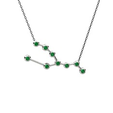 Taurus Kolye - Kök zümrüt 14 ayar beyaz altın kolye (40 cm gümüş rolo zincir) #10lgjwp