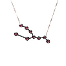 Rodolit garnet 925 ayar siyah rodyum kaplama gümüş kolye (40 cm gümüş rolo zincir)