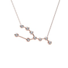 Taurus Kolye - Beyaz zirkon 14 ayar rose altın kolye (40 cm rose altın rolo zincir) #12m5rmb