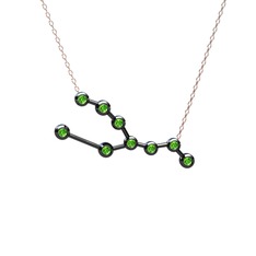 Taurus Kolye - Peridot 925 ayar siyah rodyum kaplama gümüş kolye (40 cm gümüş rolo zincir) #12pmkn9
