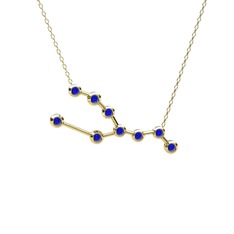 Lab safir 14 ayar altın kolye (40 cm altın rolo zincir)