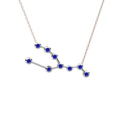 Taurus Kolye - Lab safir 8 ayar beyaz altın kolye (40 cm rose altın rolo zincir) #1556i6d