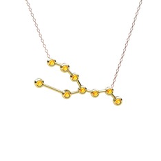 Taurus Kolye - Sitrin 18 ayar altın kolye (40 cm rose altın rolo zincir) #16kndrp