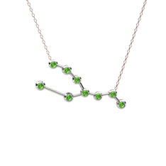 Taurus Kolye - Peridot 8 ayar beyaz altın kolye (40 cm rose altın rolo zincir) #17d5msz