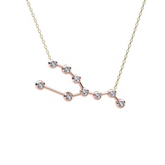 Taurus Kolye - Beyaz zirkon 18 ayar rose altın kolye (40 cm altın rolo zincir) #18e1j36