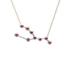 Taurus Kolye - Rodolit garnet 14 ayar beyaz altın kolye (40 cm altın rolo zincir) #1dtf3li