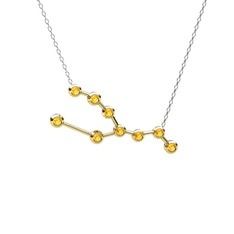 Taurus Kolye - Sitrin 14 ayar altın kolye (40 cm beyaz altın rolo zincir) #1fat1xx