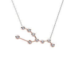 Pırlanta 8 ayar rose altın kolye (0.324 karat, 40 cm gümüş rolo zincir)
