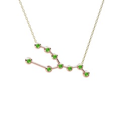 Taurus Kolye - Peridot 18 ayar rose altın kolye (40 cm gümüş rolo zincir) #1kse8c3