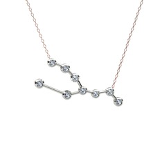 Taurus Kolye - Swarovski 8 ayar beyaz altın kolye (40 cm rose altın rolo zincir) #1ktj6vl