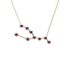 Taurus Kolye - Garnet 925 ayar gümüş kolye (40 cm altın rolo zincir) #1lbirs1