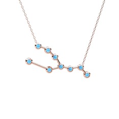 Akuamarin 8 ayar rose altın kolye (40 cm gümüş rolo zincir)