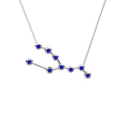 Lab safir 8 ayar beyaz altın kolye (40 cm beyaz altın rolo zincir)
