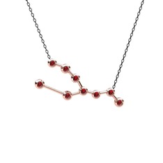 Garnet 8 ayar rose altın kolye (40 cm gümüş rolo zincir)