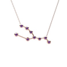 Ametist 14 ayar rose altın kolye (40 cm gümüş rolo zincir)