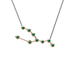 Taurus Kolye - Kök zümrüt 14 ayar rose altın kolye (40 cm gümüş rolo zincir) #1uzpoe0