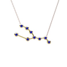 Lab safir 8 ayar altın kolye (40 cm rose altın rolo zincir)