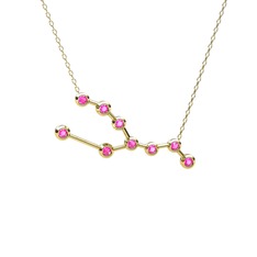 Taurus Kolye - Pembe kuvars 18 ayar altın kolye (40 cm altın rolo zincir) #1wuj321
