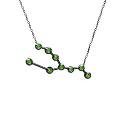 Taurus Kolye - Peridot 925 ayar siyah rodyum kaplama gümüş kolye (40 cm gümüş rolo zincir) #1y28e4z