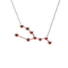 Kök yakut 18 ayar rose altın kolye (40 cm beyaz altın rolo zincir)