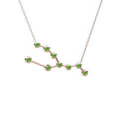 Peridot 925 ayar rose altın kaplama gümüş kolye (40 cm rose altın rolo zincir)
