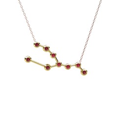 Taurus Kolye - Kök yakut 18 ayar altın kolye (40 cm rose altın rolo zincir) #5to7ya