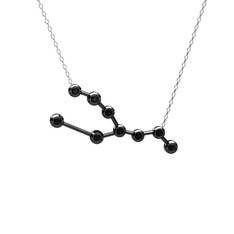 Taurus Kolye - Siyah zirkon 925 ayar siyah rodyum kaplama gümüş kolye (40 cm beyaz altın rolo zincir) #5x7dgn