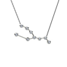 Taurus Kolye - Pırlanta 18 ayar beyaz altın kolye (0.324 karat, 40 cm gümüş rolo zincir) #63c087