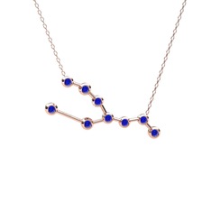 Taurus Kolye - Lab safir 925 ayar rose altın kaplama gümüş kolye (40 cm gümüş rolo zincir) #7hxy02